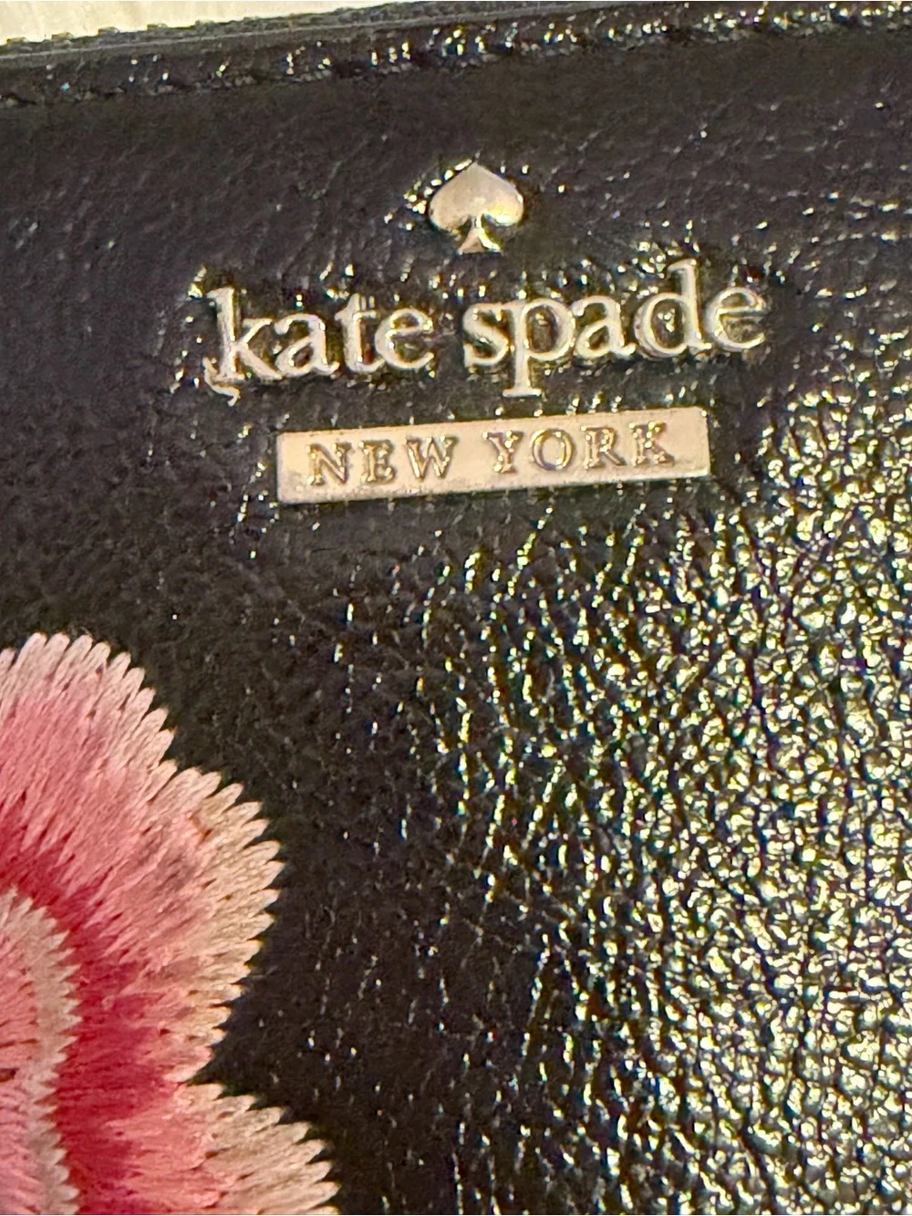Black Kate Spade Embroidered Rose  Rosetta Wallet - Continental Large Zip Wallet